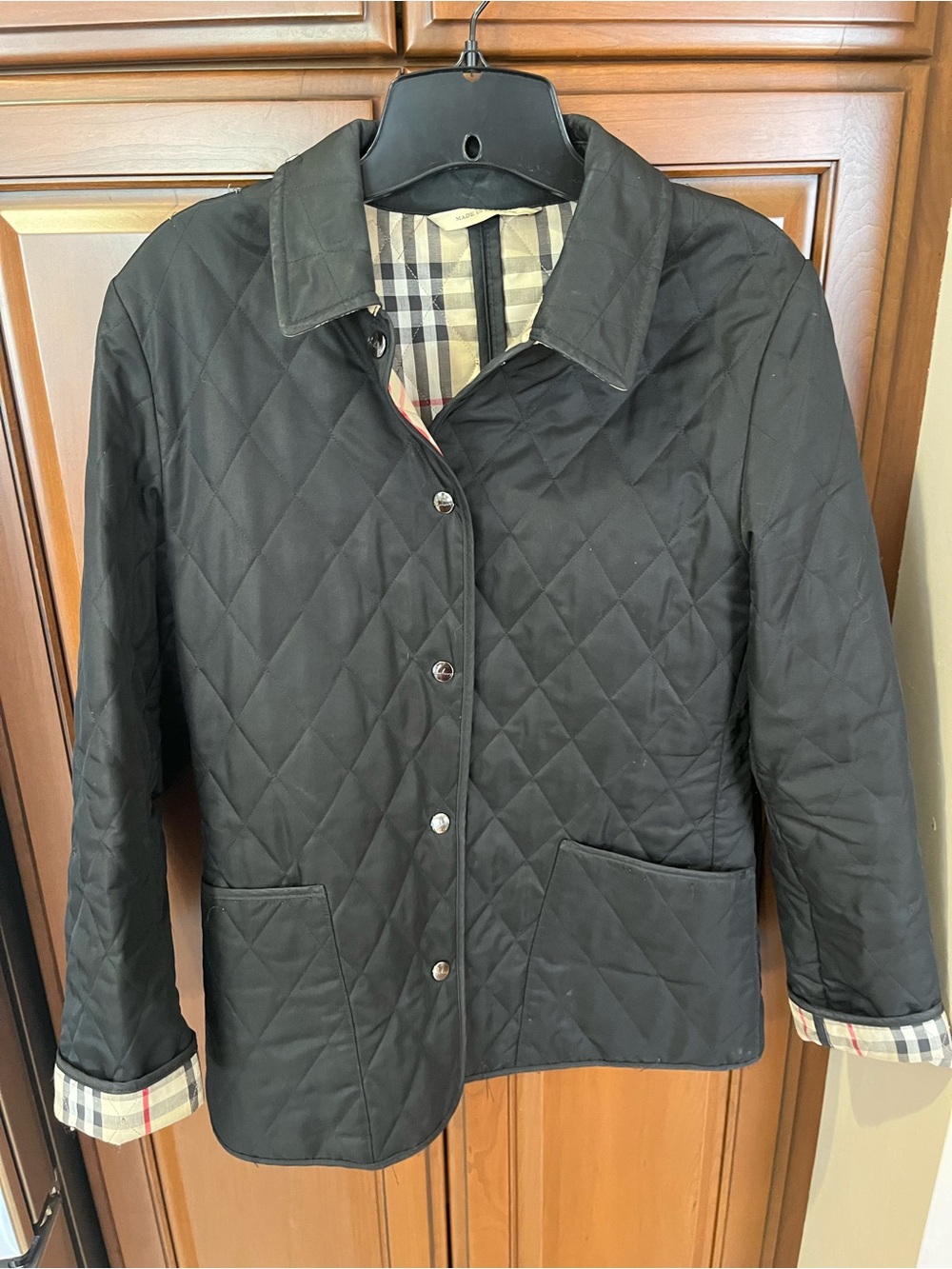 Burberry Black Quilted Jacket with Signature Check Lining